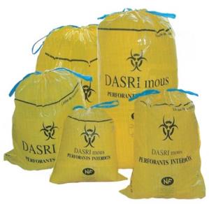 SACS POUBELLE 100 Litres JAUNE DASRI NFX 30-501 lien coulissant