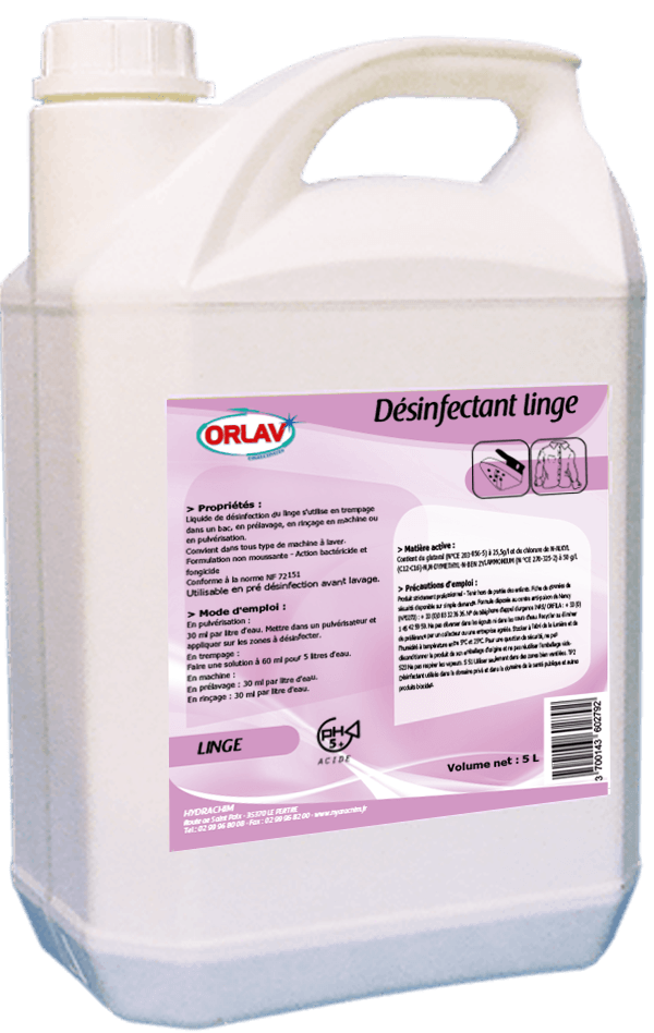 Désinfectant linge liquide est un produit d'hygiène développé pour la  désinfection du linge avant le lavage.
